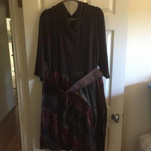 🌸 Plus Size -  Brown Plaid Librarian Dress